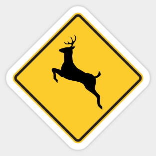 Deer Crossing Road Sign Sticker